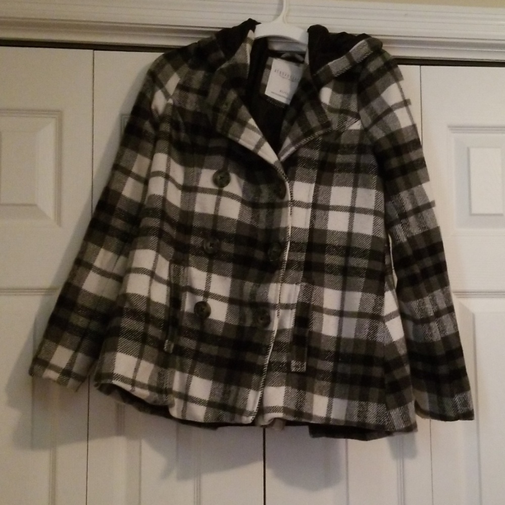 Black and white pea coat